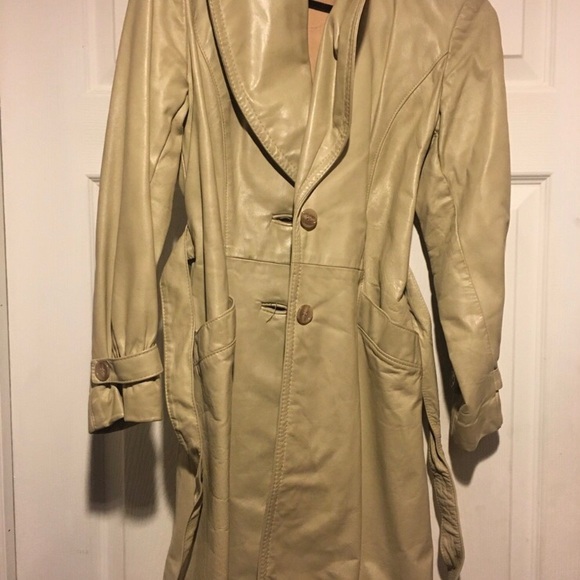 Vintage Cream Leather Jacket - Picture 7 of 7